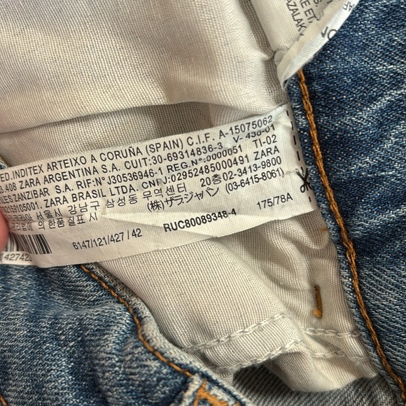 Zara Mid Rise Jeans Women’s Stretch Denim Raw Hem Mid Blue 6147/121/427 Size 10 - Picture 11 of 12